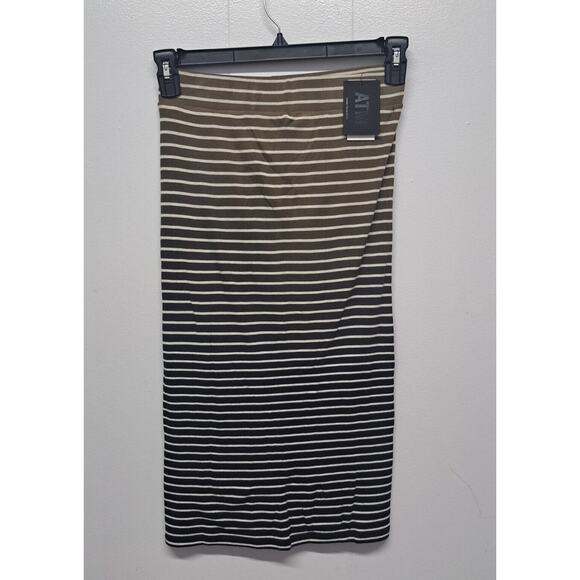 ATM Anthony Thomas Melillo XS Black Combo Dip Dye Slit Hem Striped Skirt - Picture 1 of 13